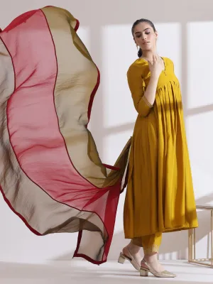 1 Pc Dupatta - Banarasi Tissue 3 Colour Dupatta