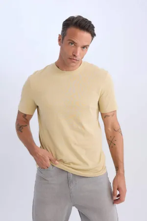 100% Cotton New Regular Fit Cycling Collar Basic Flat Short Sleeve T-Shirt