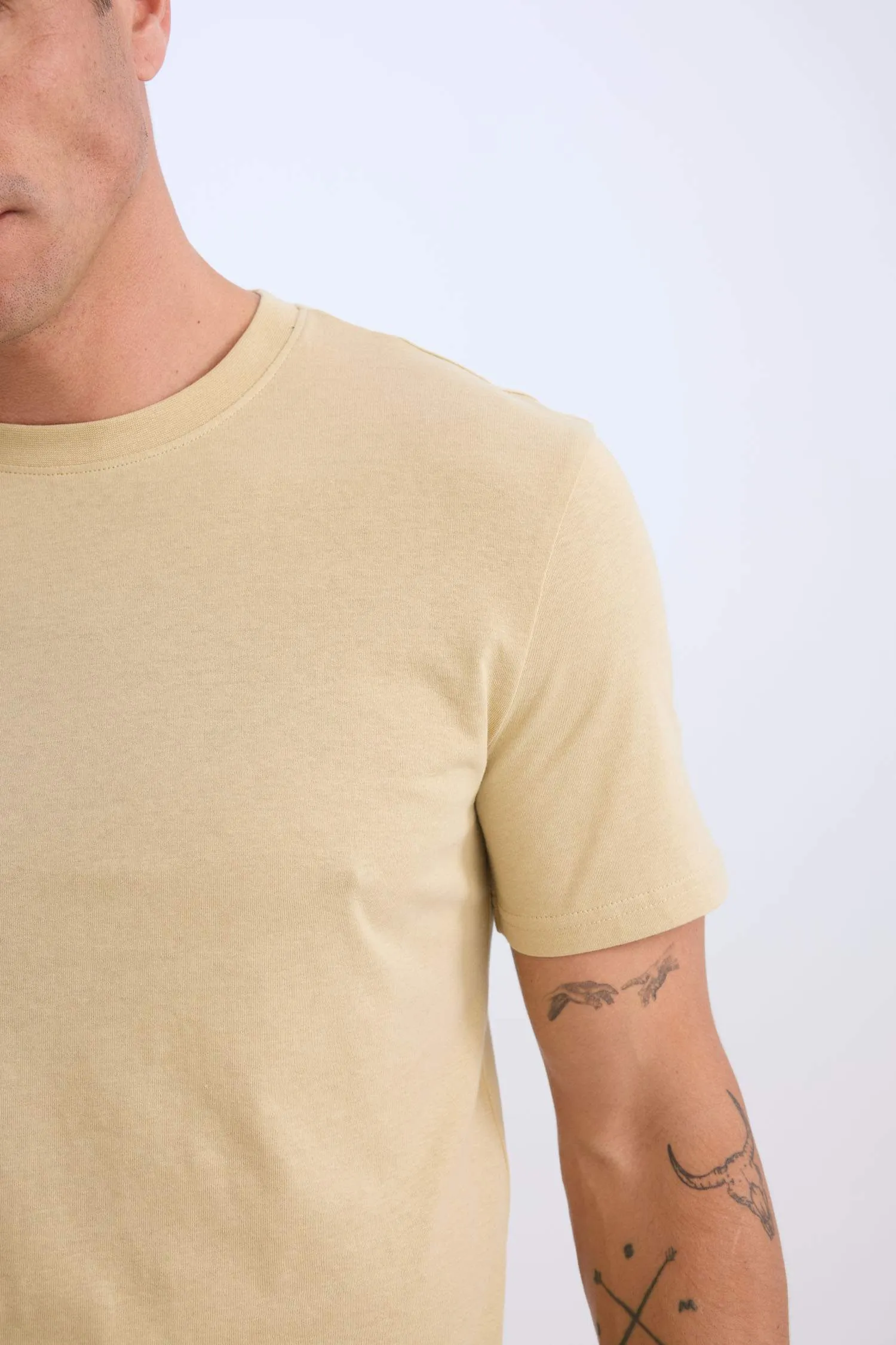 100% Cotton New Regular Fit Cycling Collar Basic Flat Short Sleeve T-Shirt