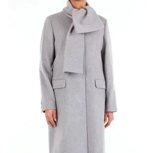 $1,195 ELEVENTY - Wool Scarf Collar Snap Front Coat Gray - 8US