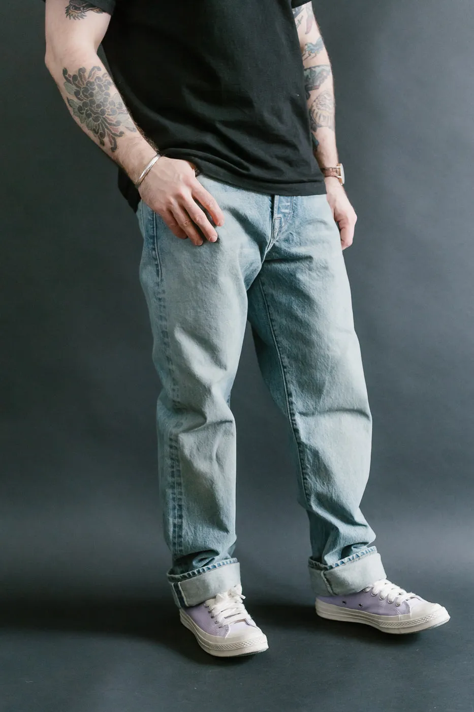15oz - River Washed Selvedge Strider Pant - Light Indigo