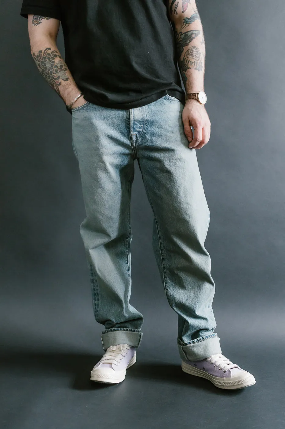 15oz - River Washed Selvedge Strider Pant - Light Indigo