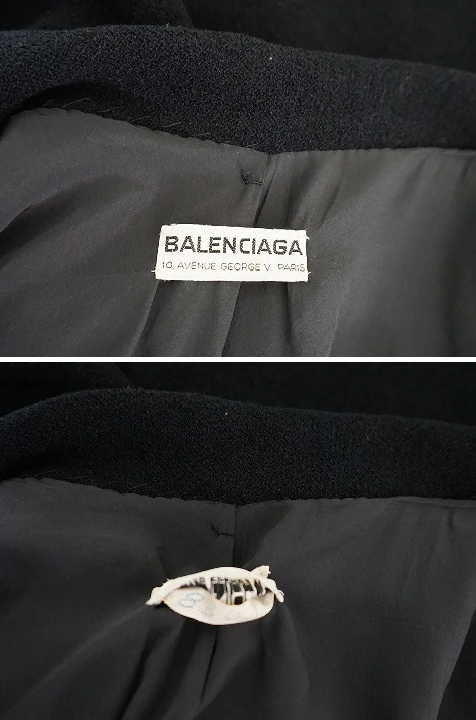 1950s Numbered Haute Couture Black Balenciaga Jacket