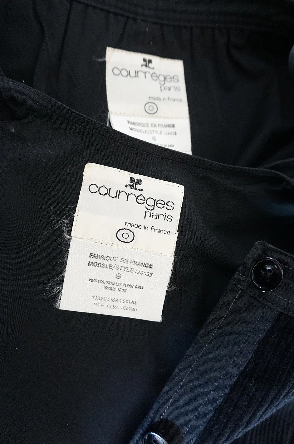 1960s Andre Courreges Black Courduroy Vest & Skirt Set
