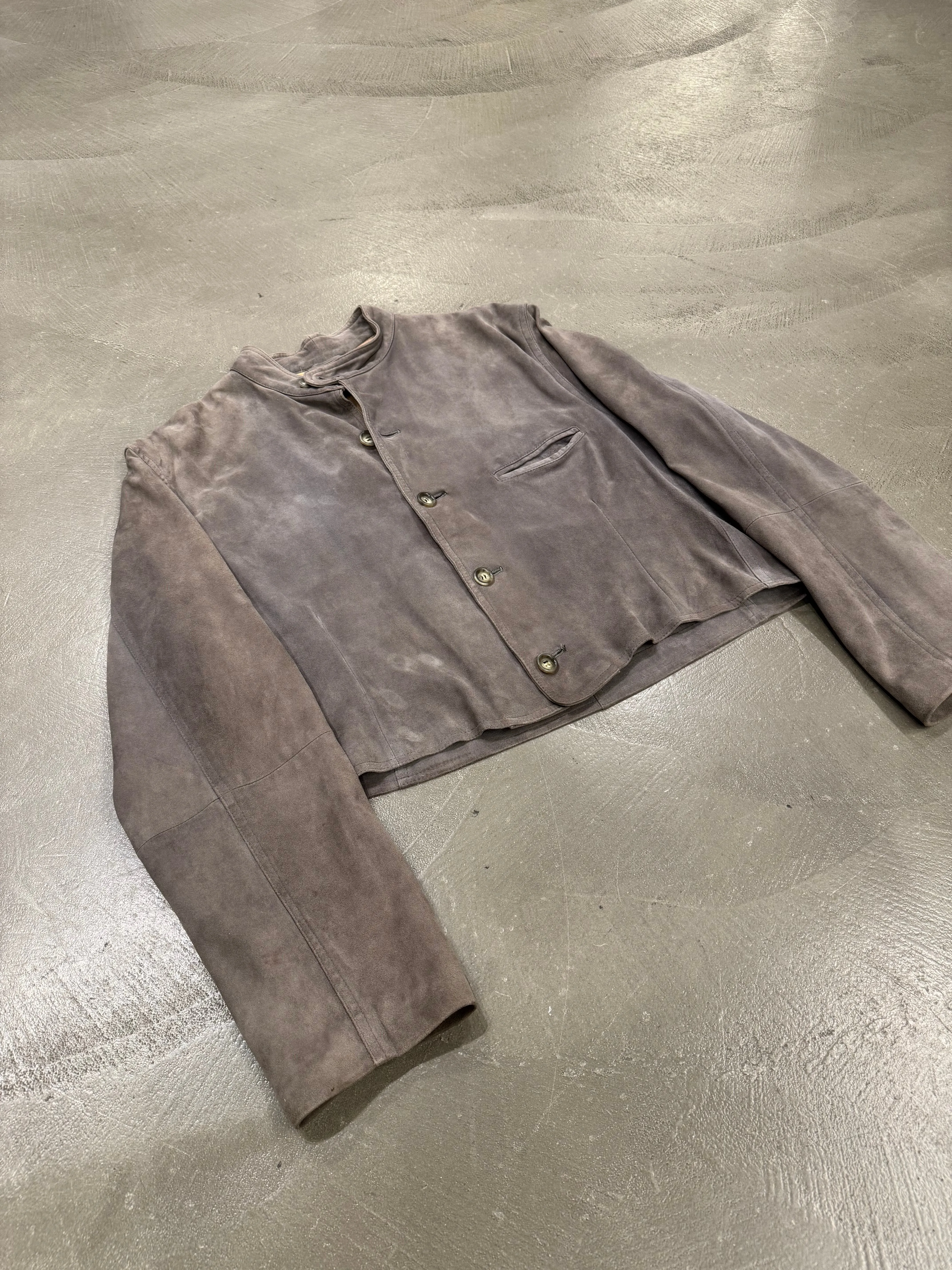 1990s Emporio Armani cropped boxy leather jacket