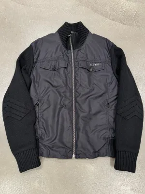 2000s Dirk Bikkembergs hybrid wool and nylon bomber jacket