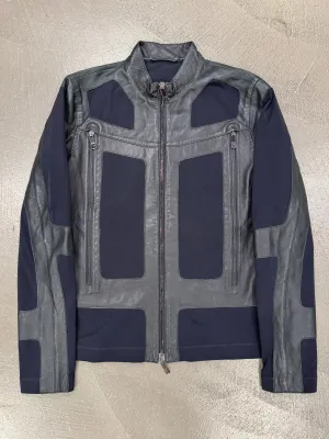2000s Dirk Bikkembergs paneled moto leather jacket