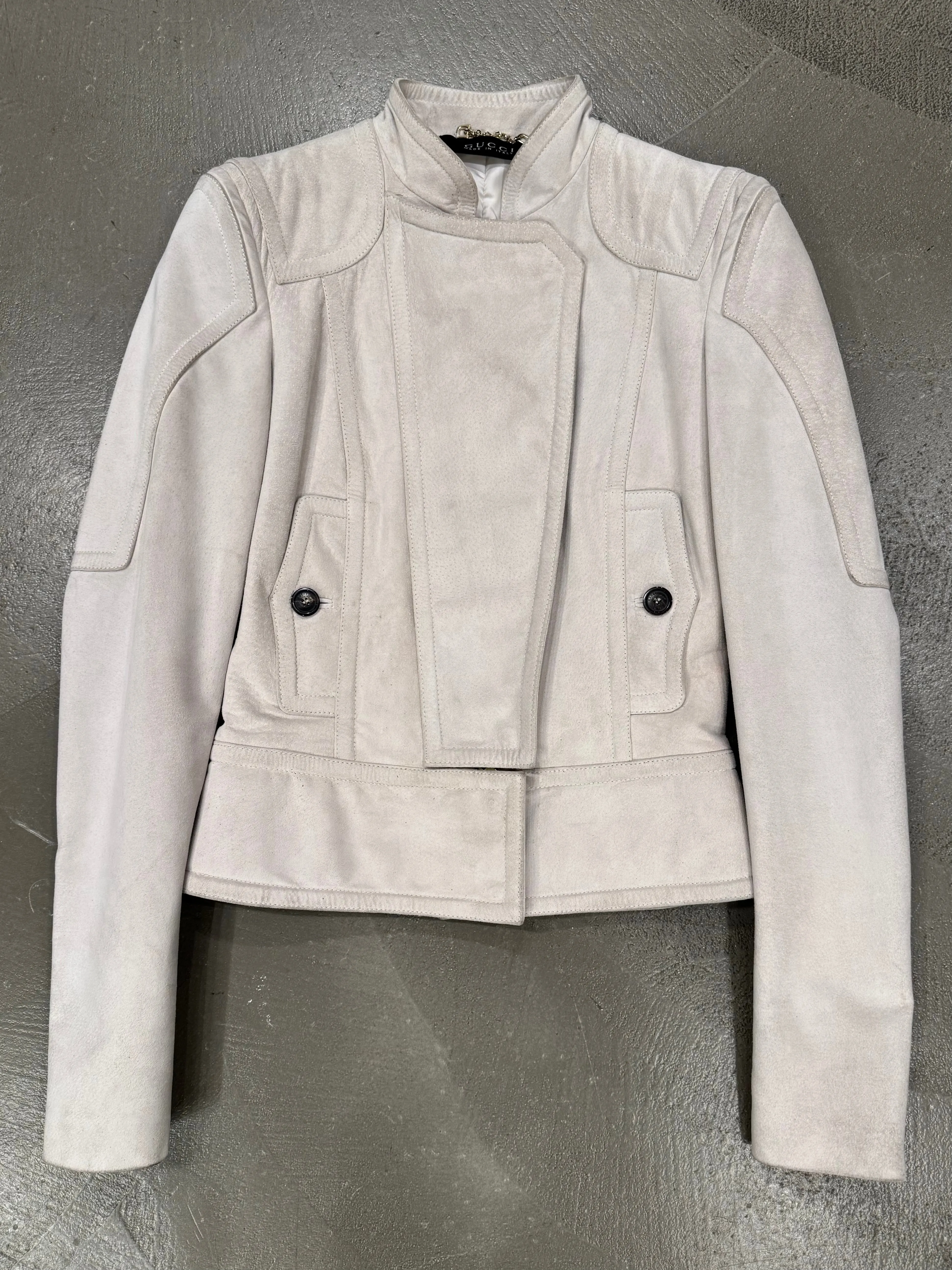 2000s Gucci biker paneled moto leather jacket