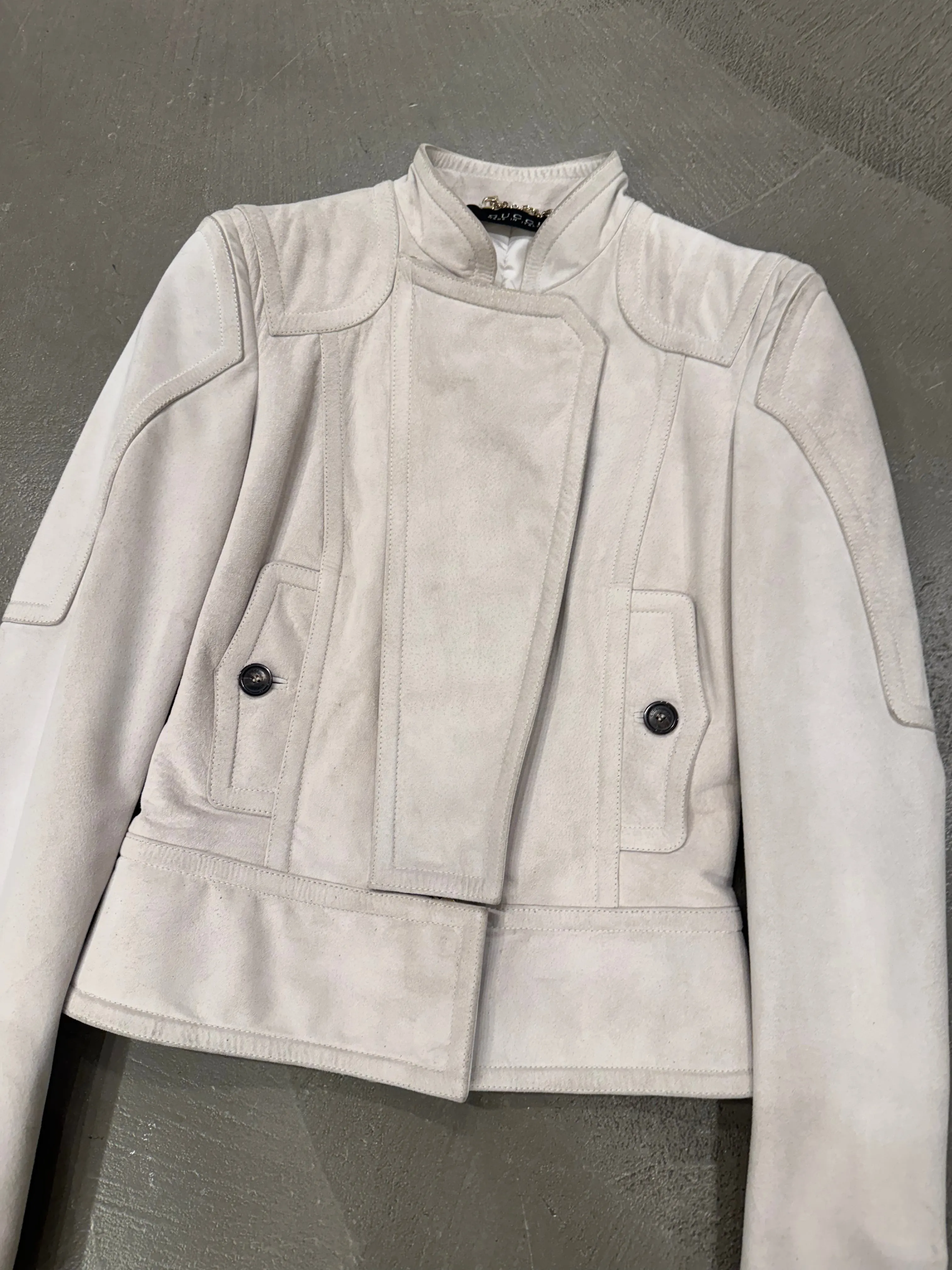 2000s Gucci biker paneled moto leather jacket