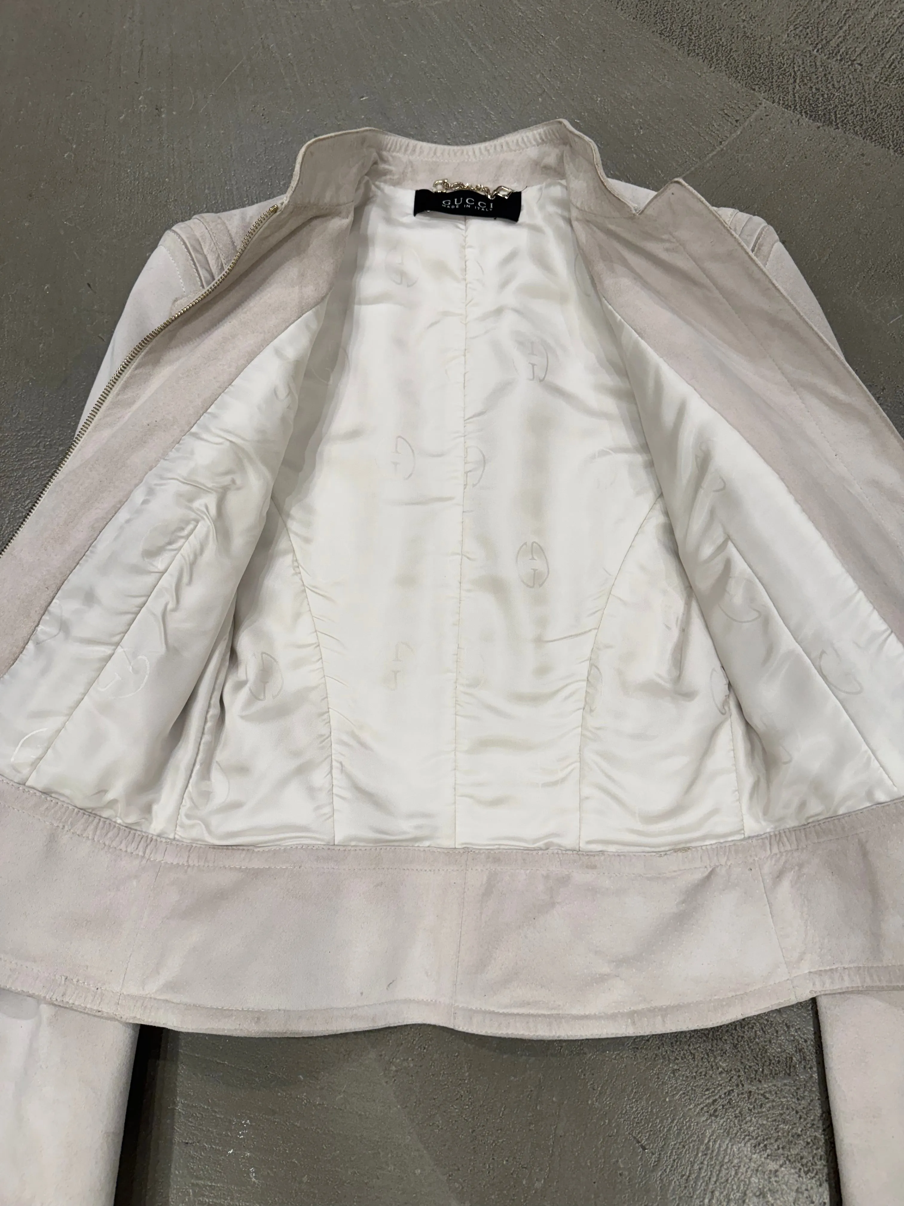 2000s Gucci biker paneled moto leather jacket