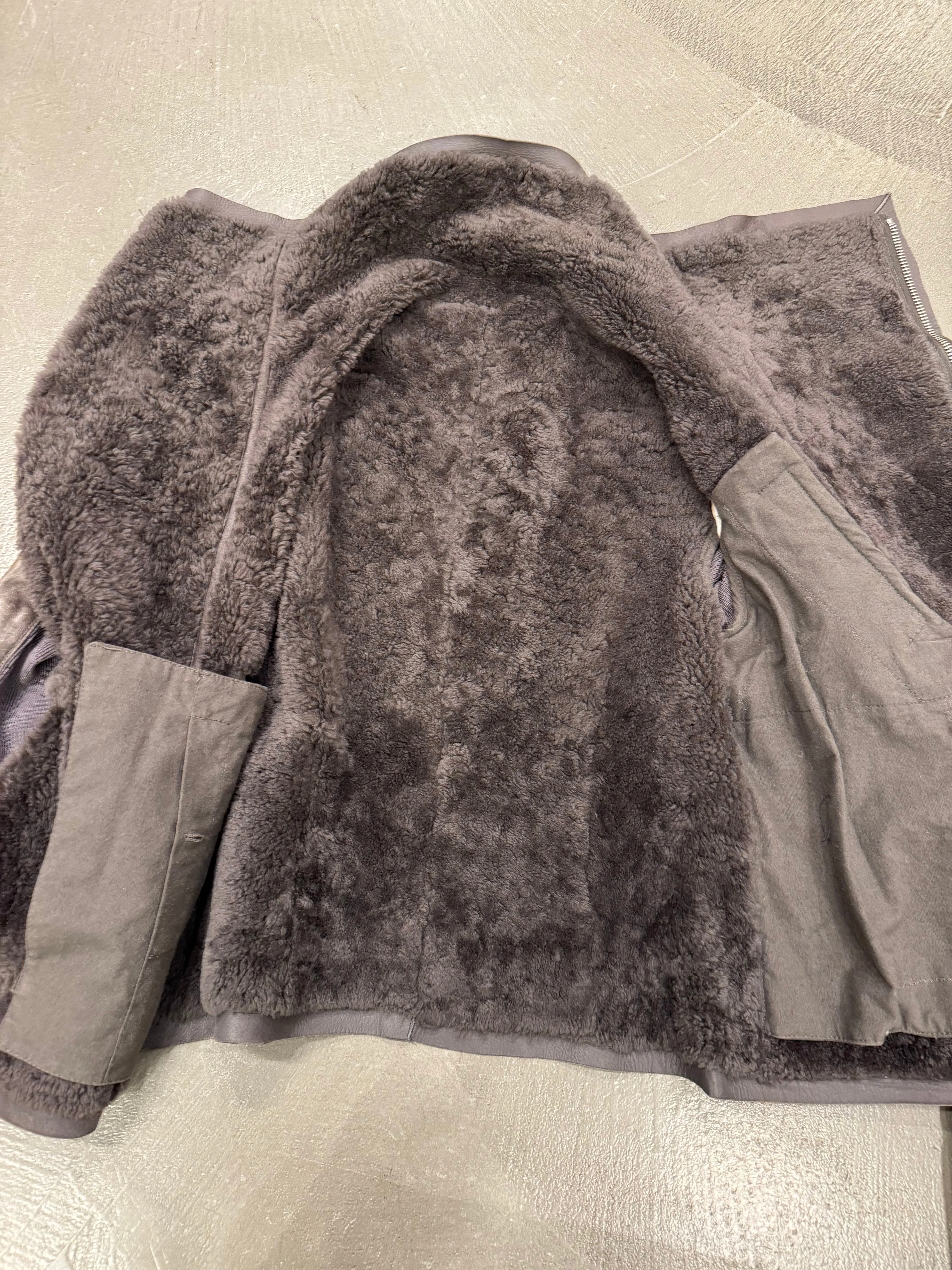 2010s Rick Owens leather shearling jacket