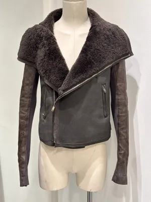 2010s Rick Owens leather shearling jacket