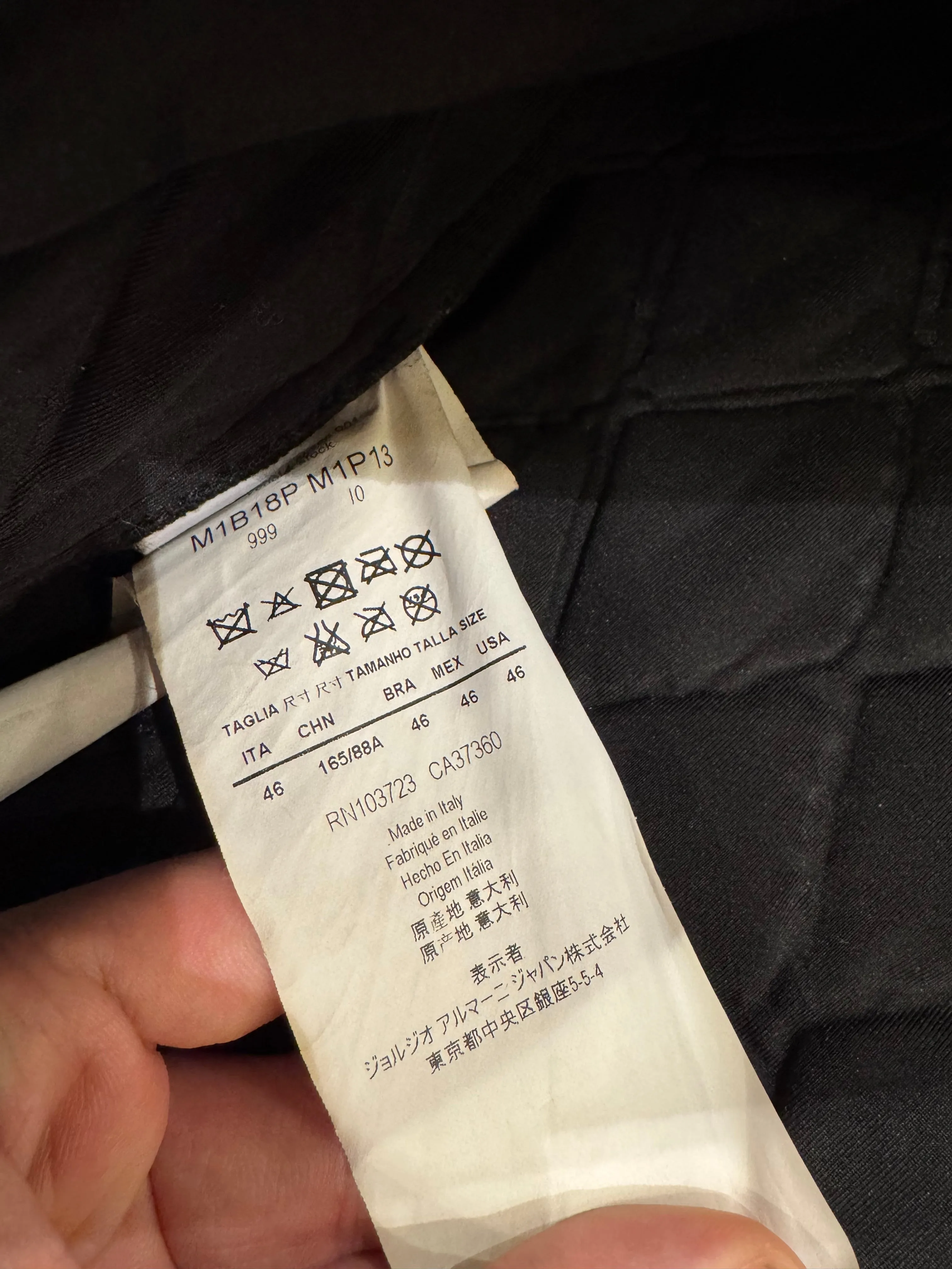 2014 Emporio Armani asymmetrical lozenged biker leather jacket