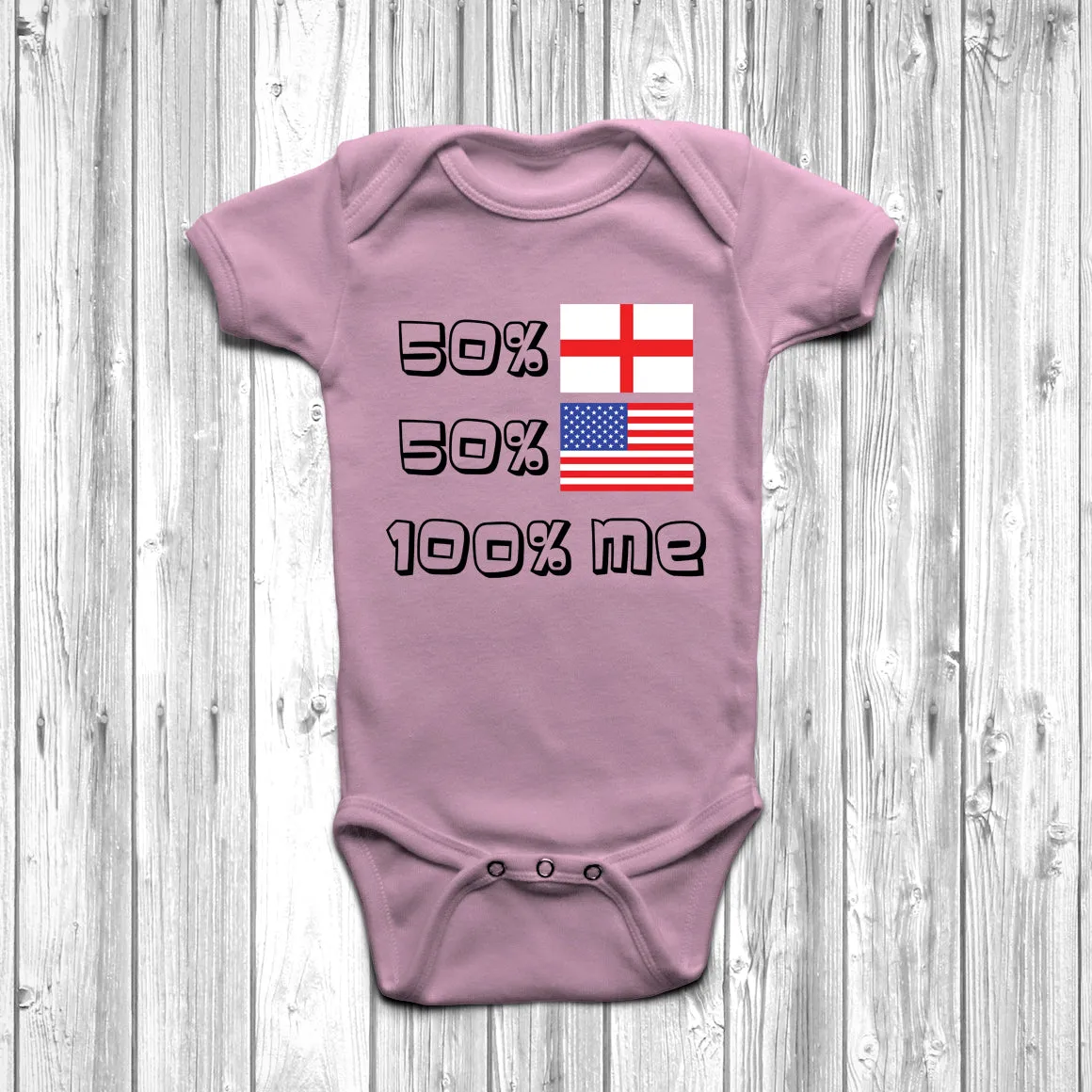 50% English 50% American Baby Grow