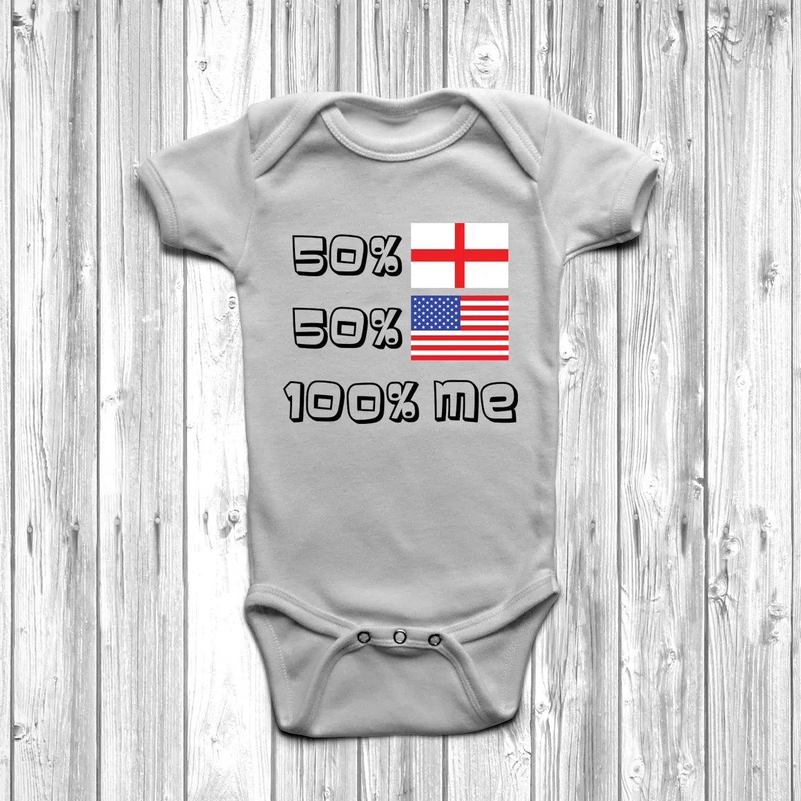 50% English 50% American Baby Grow