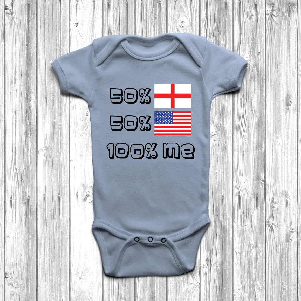 50% English 50% American Baby Grow