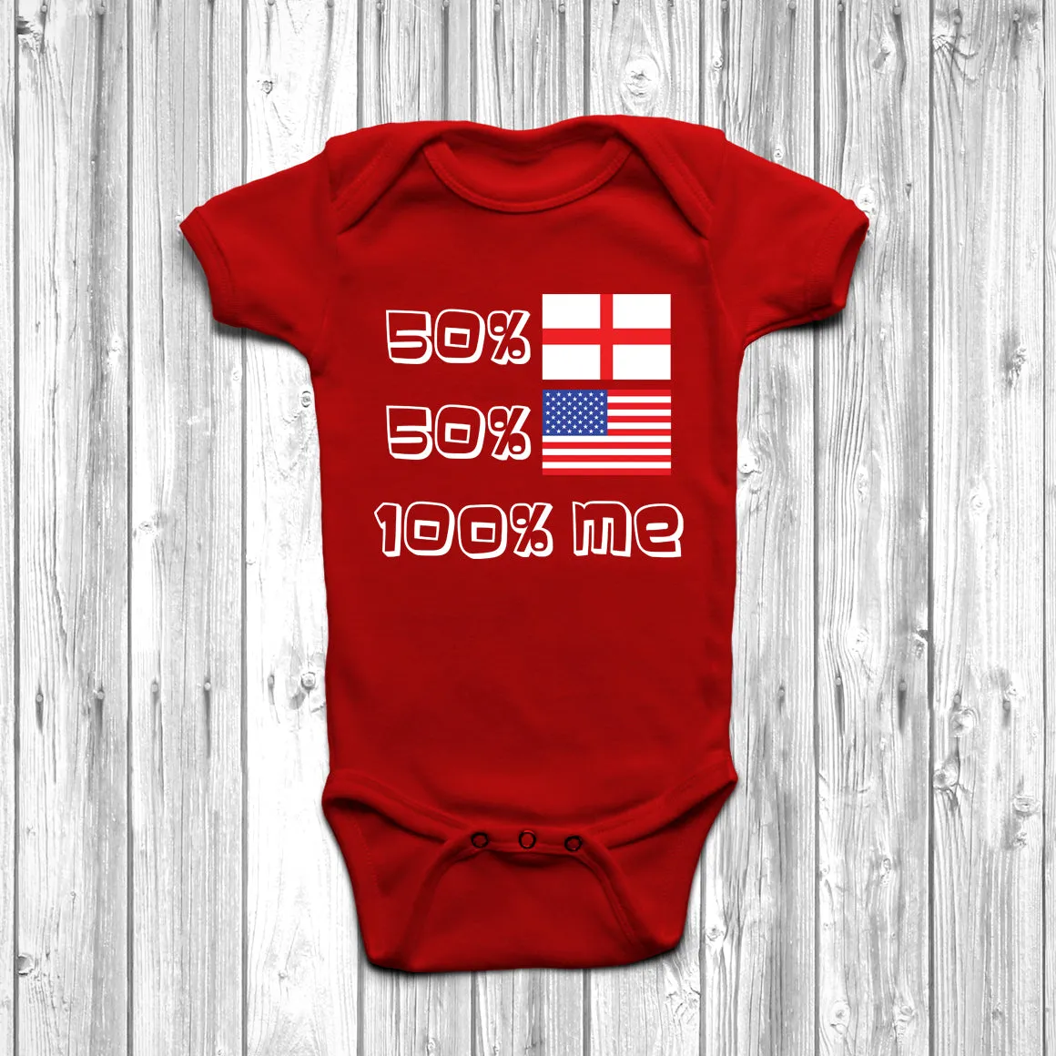 50% English 50% American Baby Grow