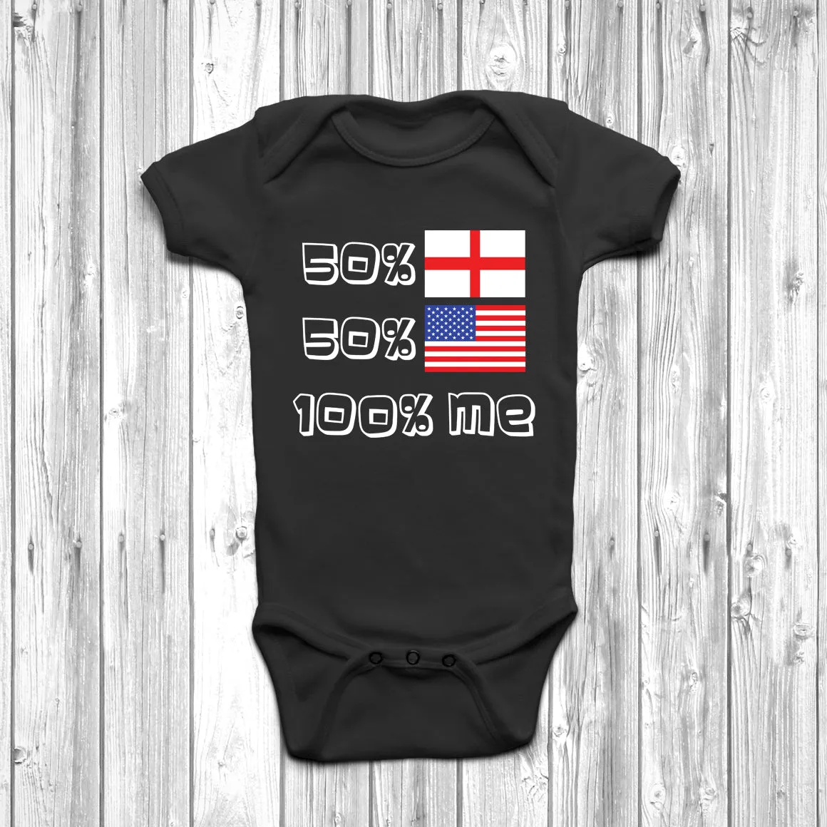 50% English 50% American Baby Grow