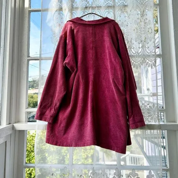 90s Vtg Ezze Wear Oversize Corduroy Field Jacket Chore Coat XL Womens Magenta