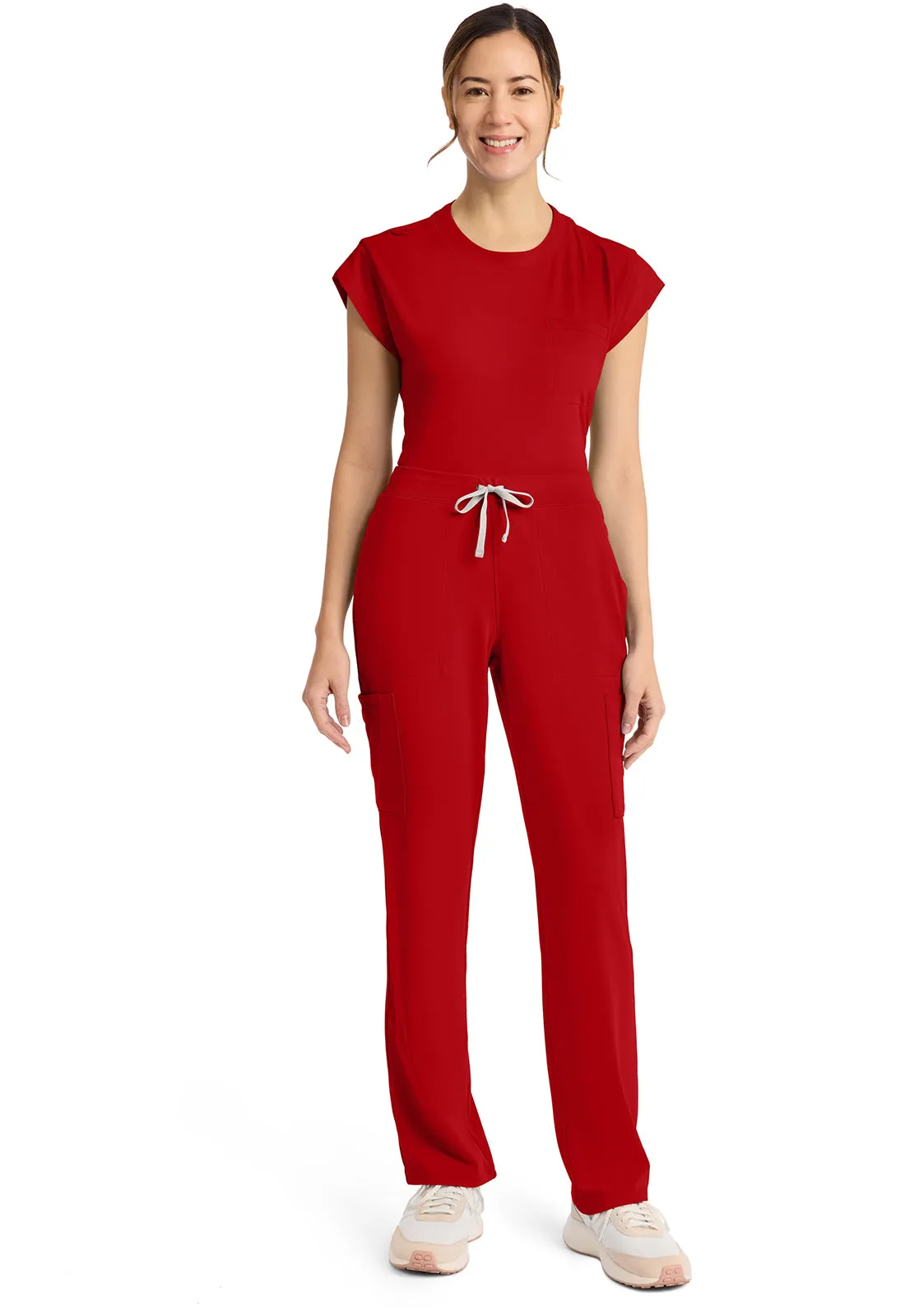 Achieve CK096 Women's 5-Pocket Straight Leg Pants Red