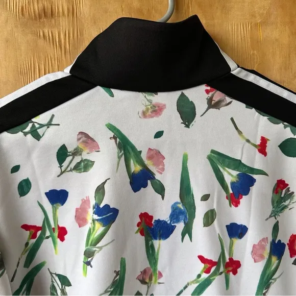 Adidas Originals All Over Print Track Jacket Floral Full Zip Striped White Black