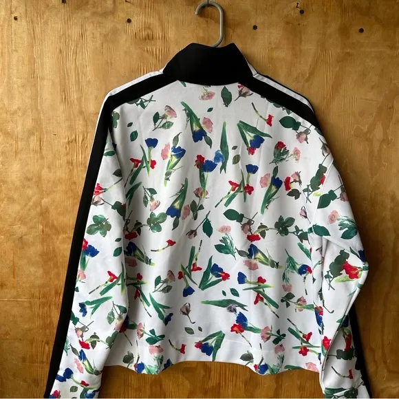 Adidas Originals All Over Print Track Jacket Floral Full Zip Striped White Black