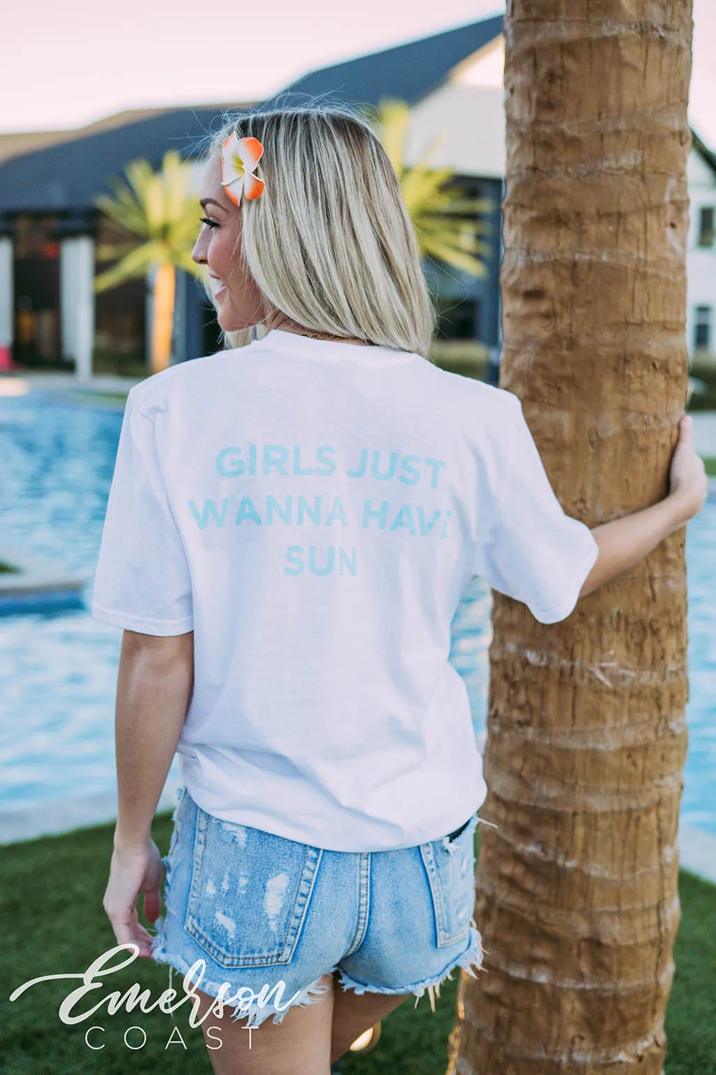 Alpha Tau Floral Girls Just Want To Have Sun Tee