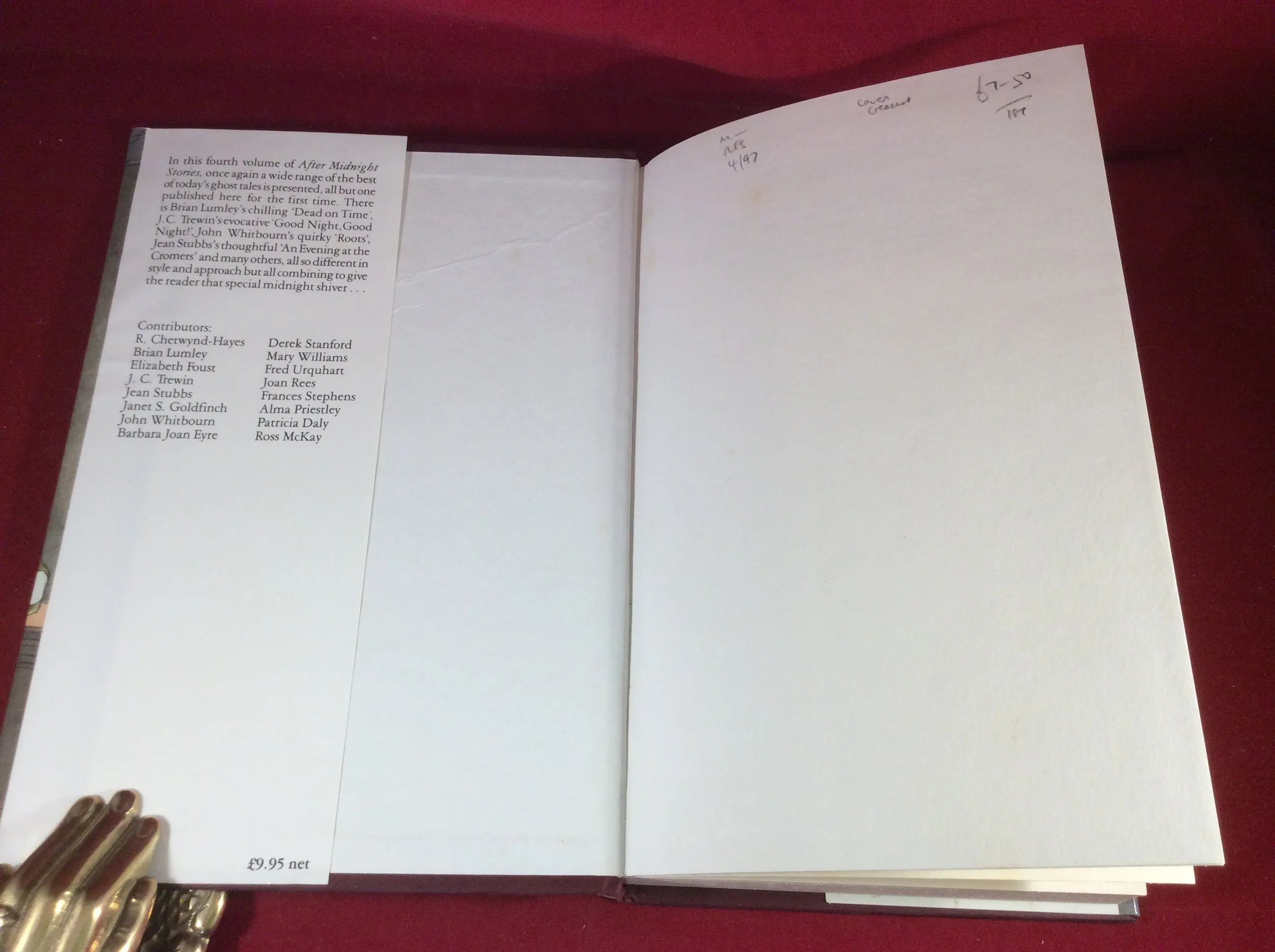 Amy Myers (ed), The Fourth Book of After Midnight Stories, William Kimber, 1988, First Edition.