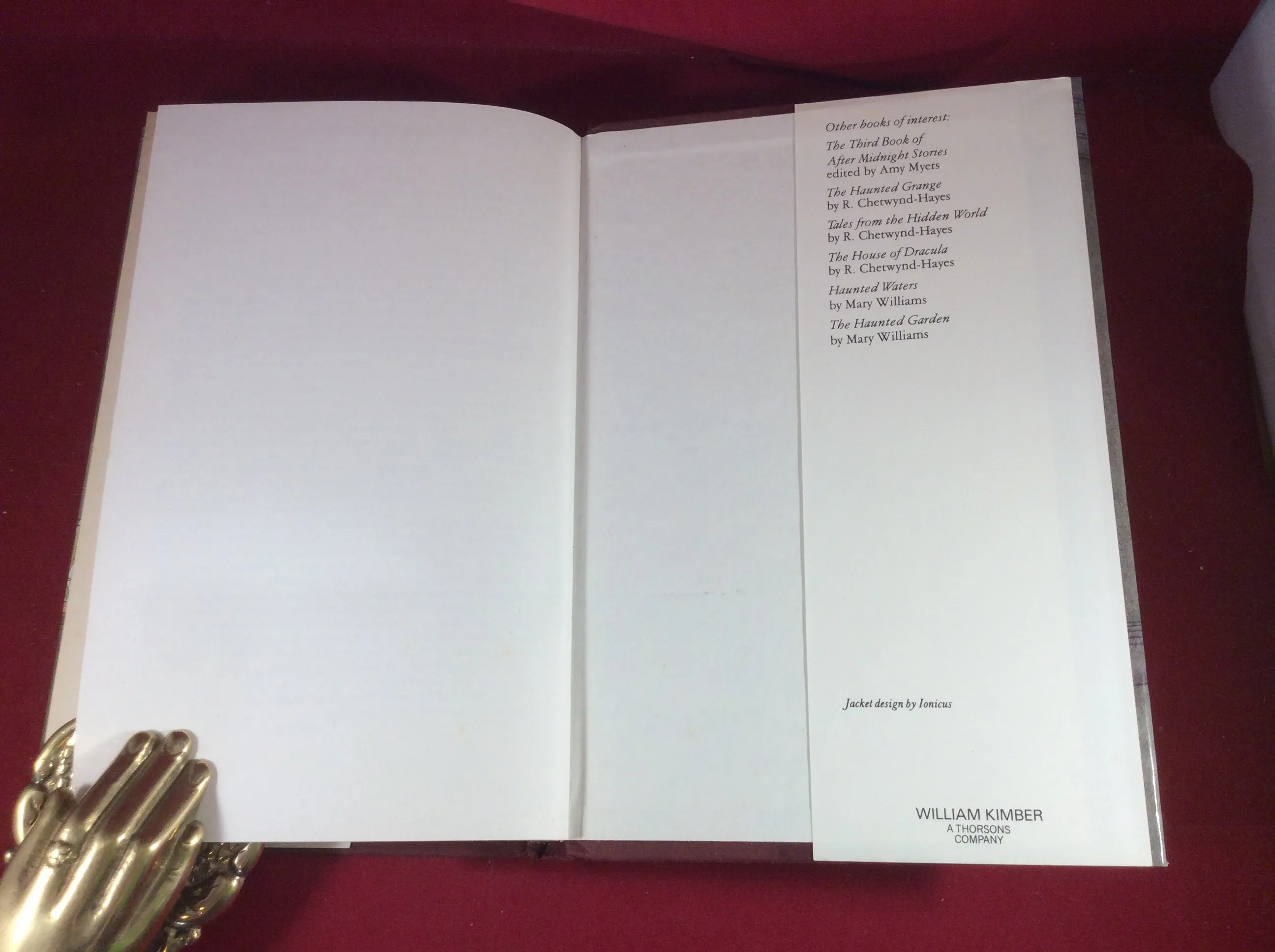 Amy Myers (ed), The Fourth Book of After Midnight Stories, William Kimber, 1988, First Edition.