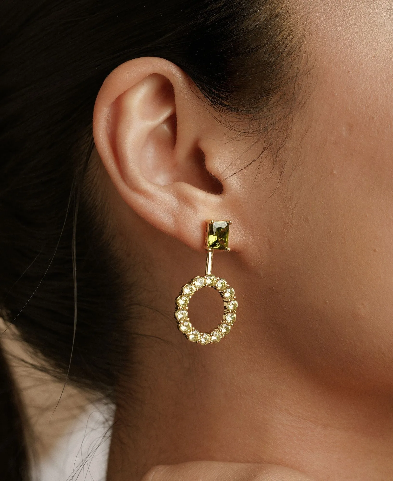 Astrid Peridot Studs with Round Jacket
