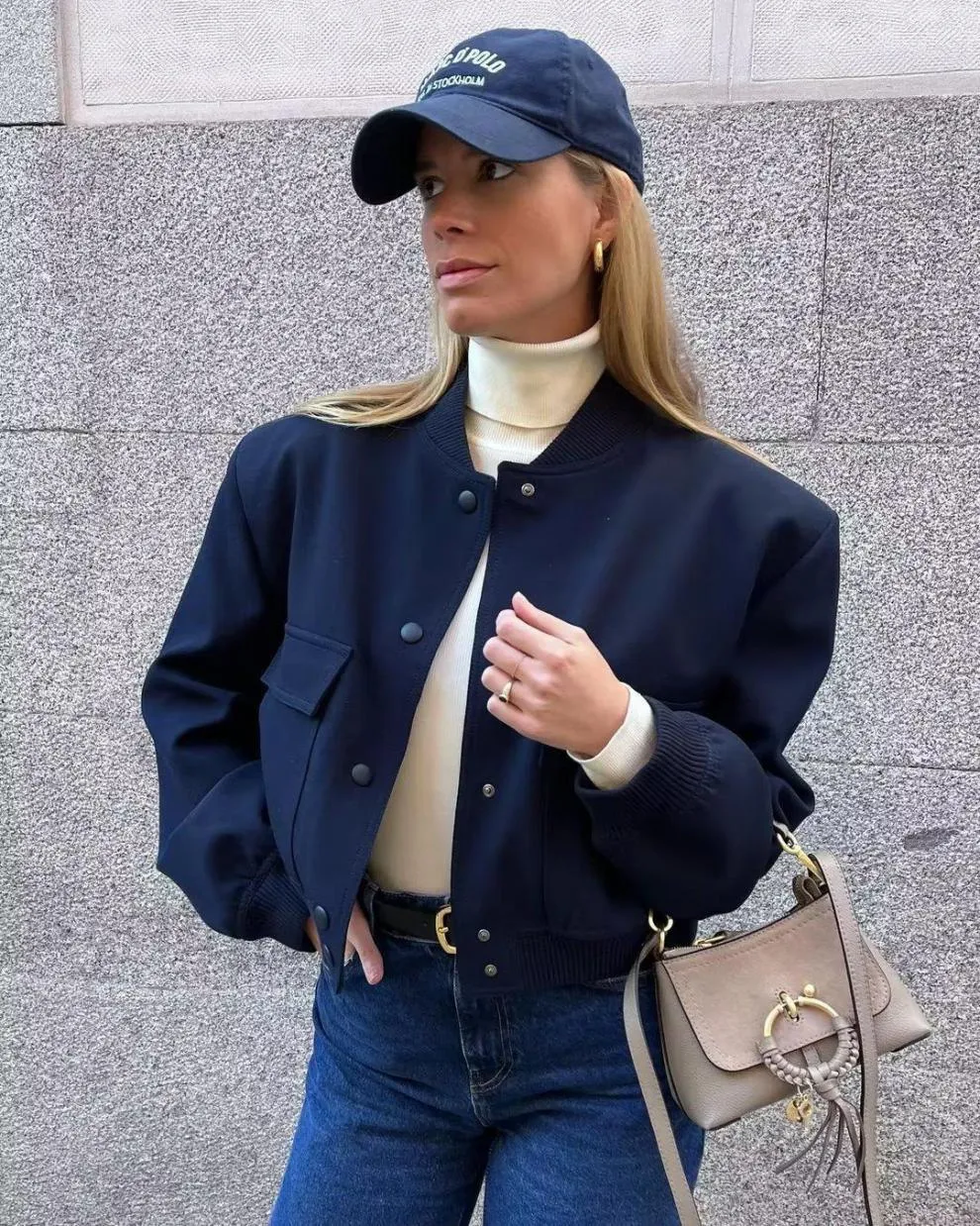 Autumn / Winter Large Pocket Stand Collar Jacket S-240804-12