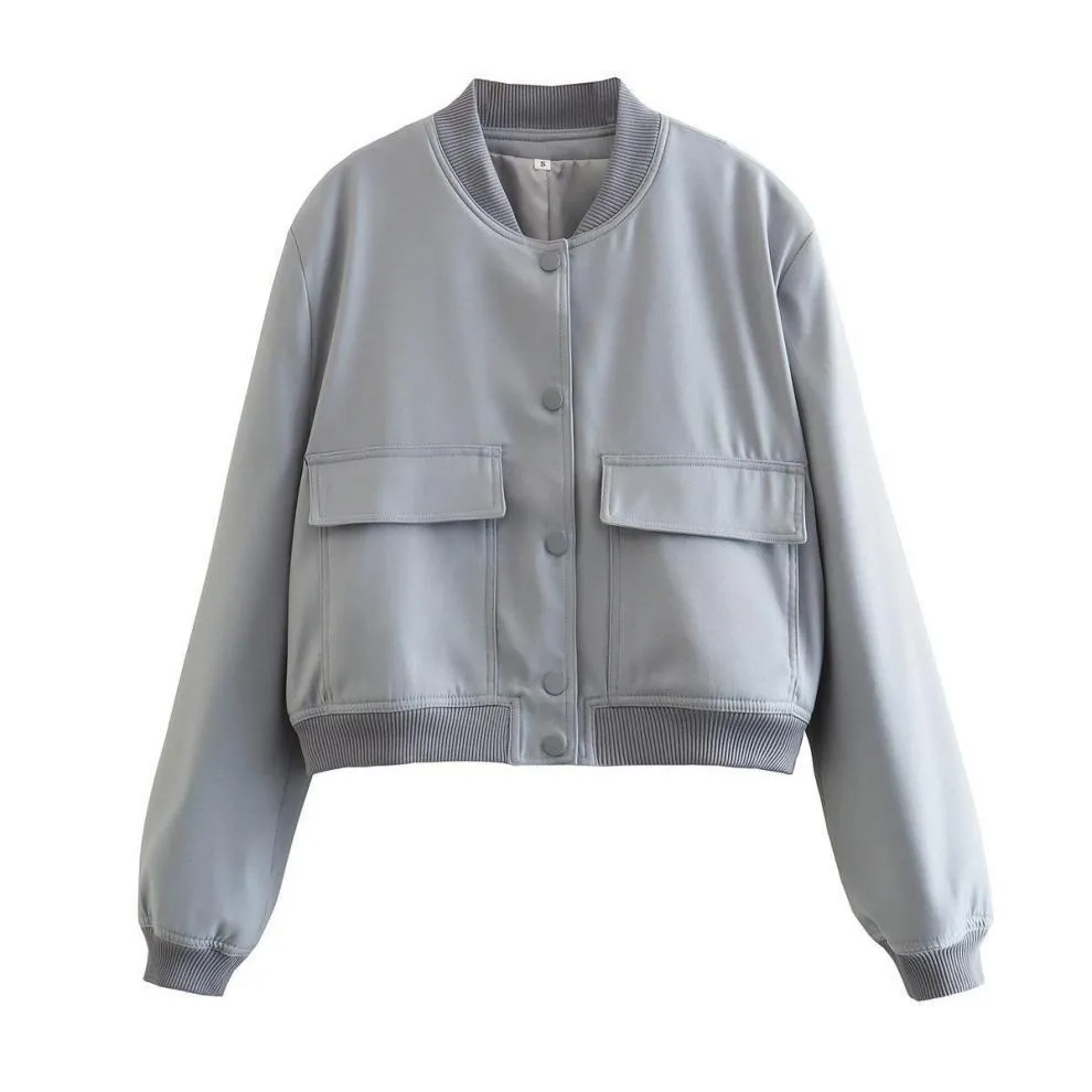 Autumn / Winter Large Pocket Stand Collar Jacket S-240804-12