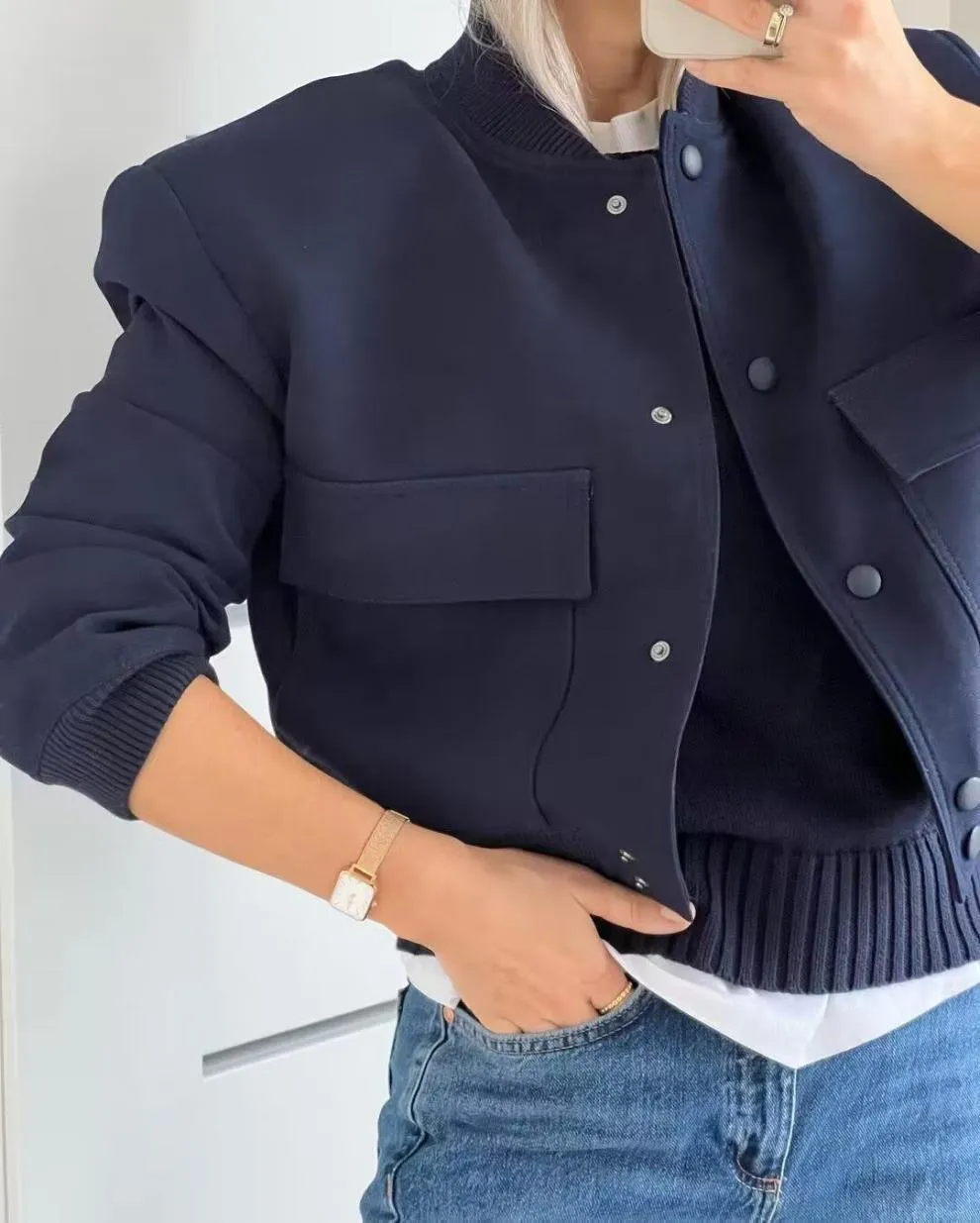 Autumn / Winter Large Pocket Stand Collar Jacket S-240804-12