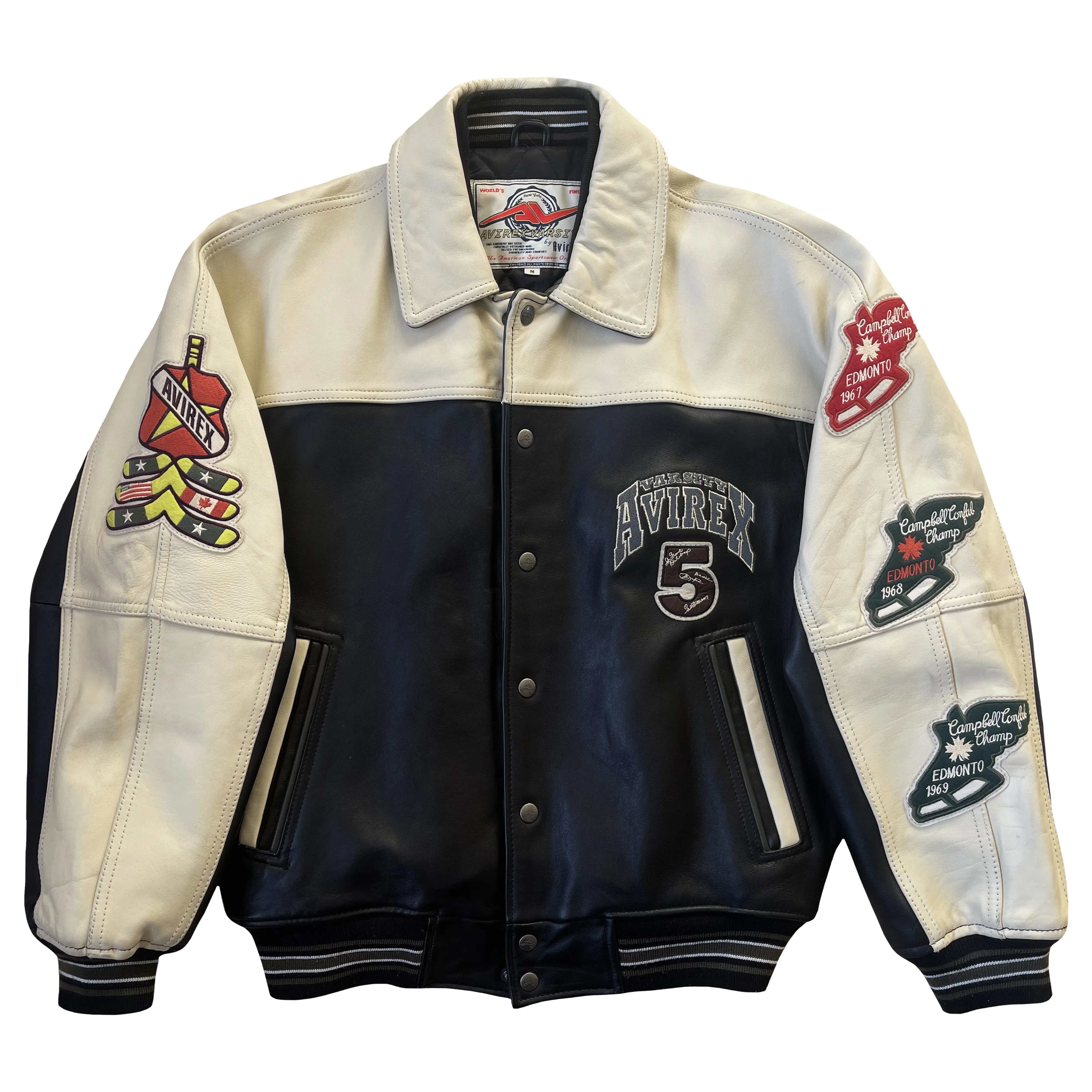 Avirex Wild Bears Leather Varsity Jacket - M