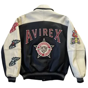 Avirex Wild Bears Leather Varsity Jacket - M