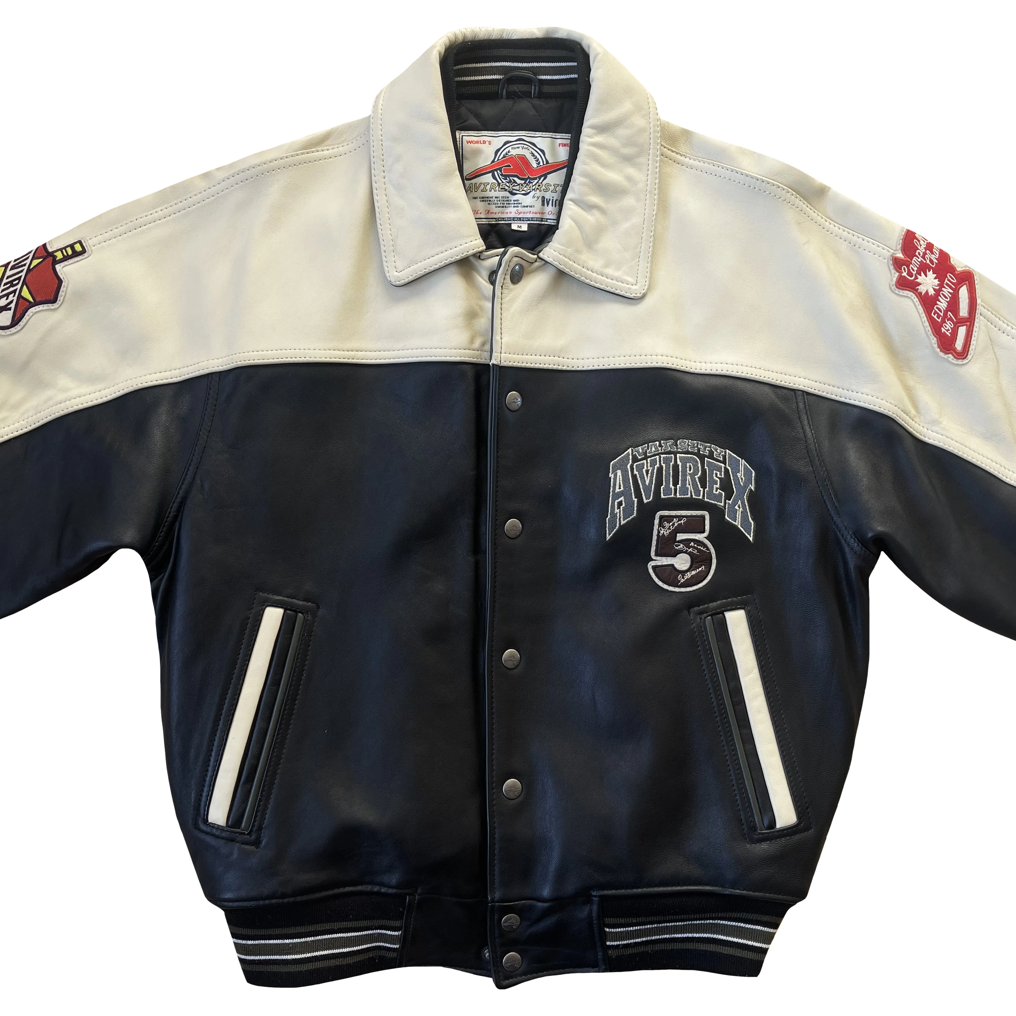 Avirex Wild Bears Leather Varsity Jacket - M