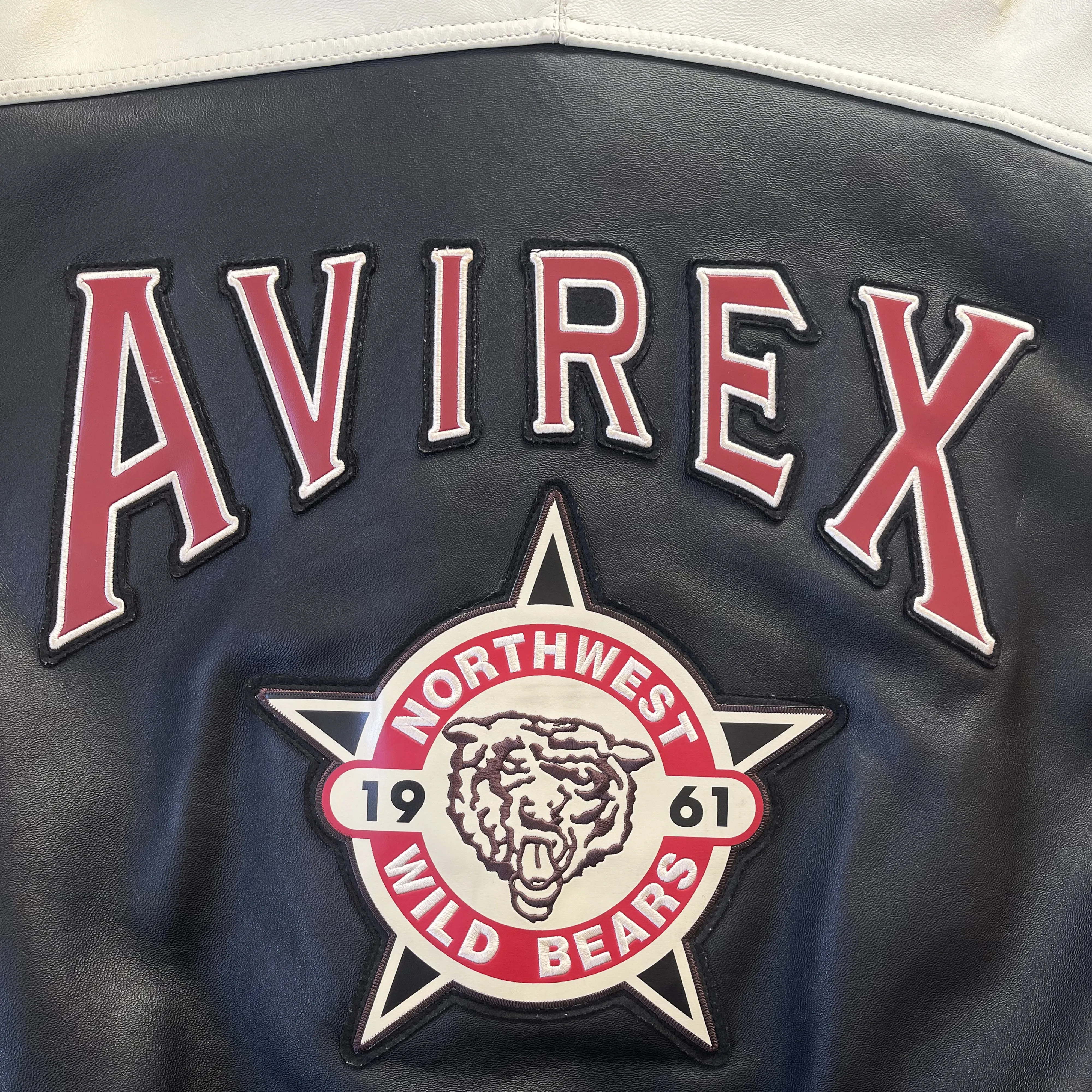 Avirex Wild Bears Leather Varsity Jacket - M