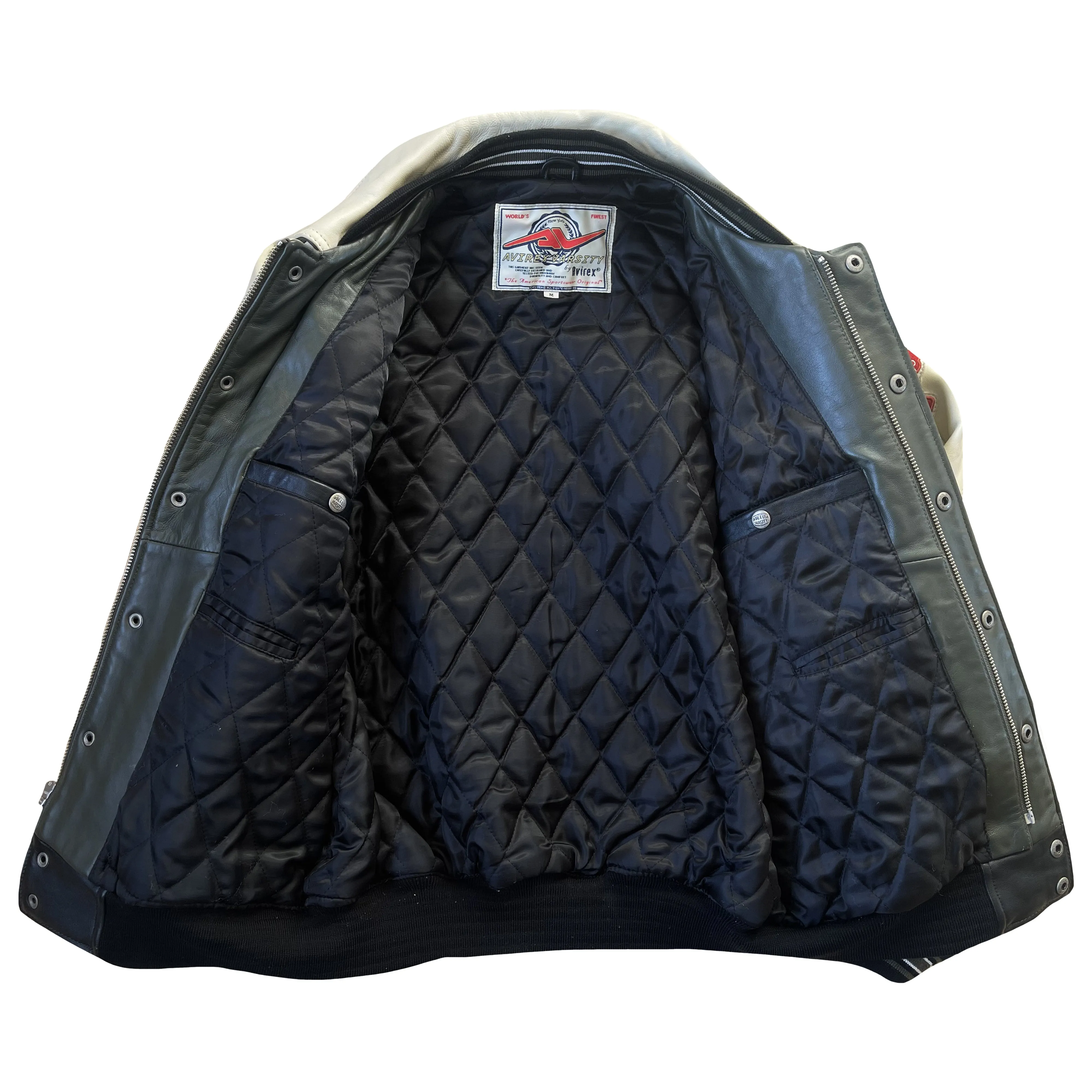Avirex Wild Bears Leather Varsity Jacket - M