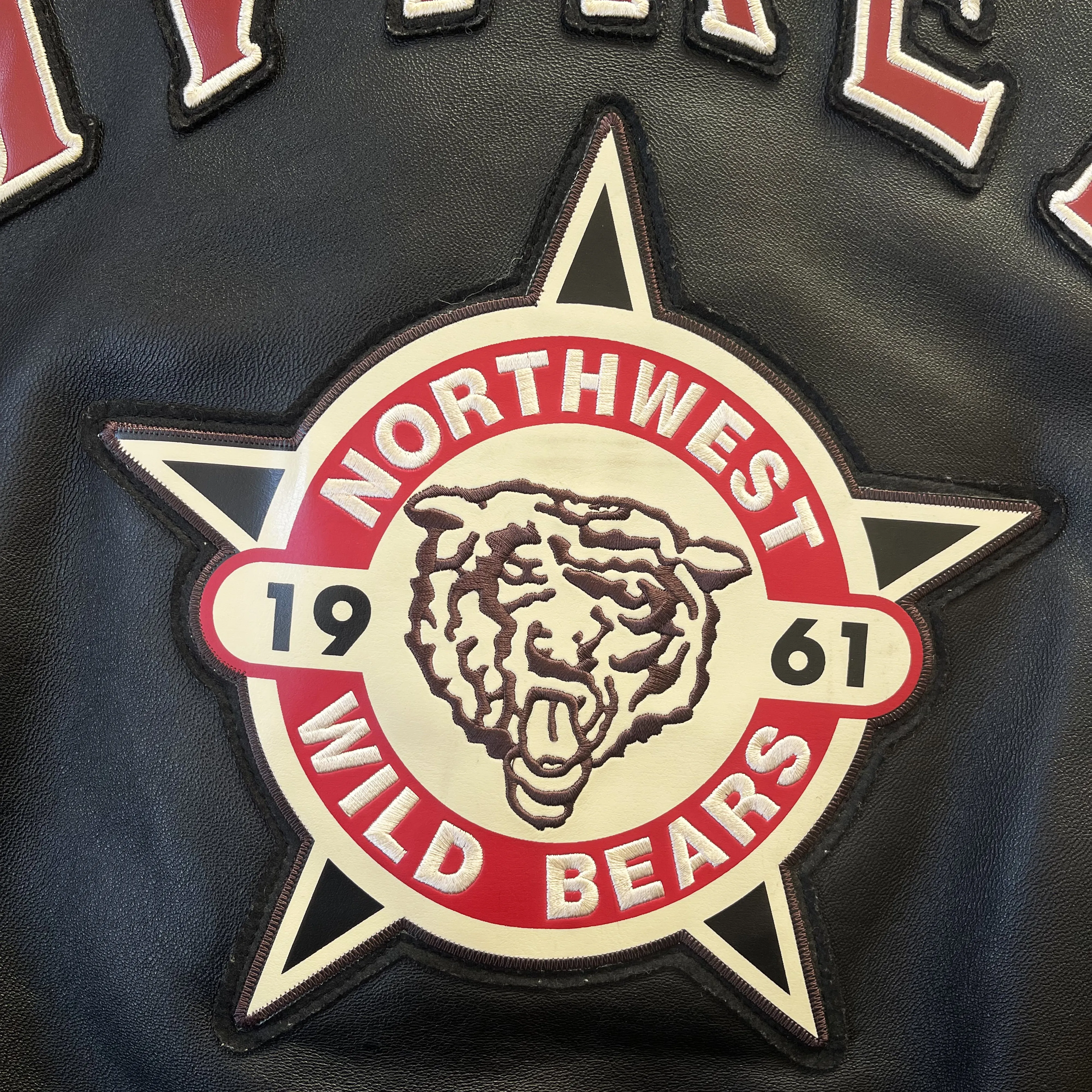 Avirex Wild Bears Leather Varsity Jacket - M