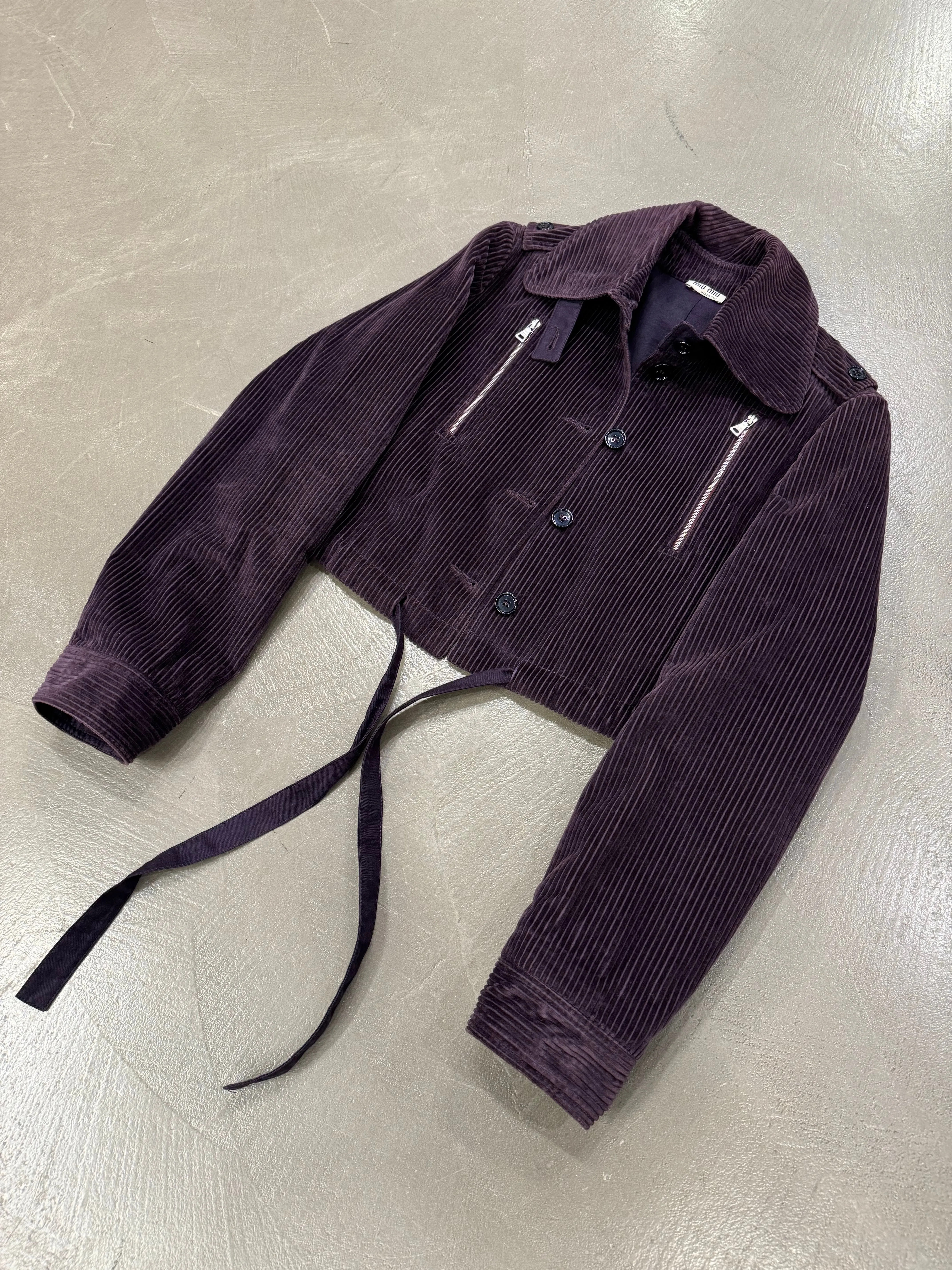 A/W 2002 Miu Miu cropped zipper flight jacket