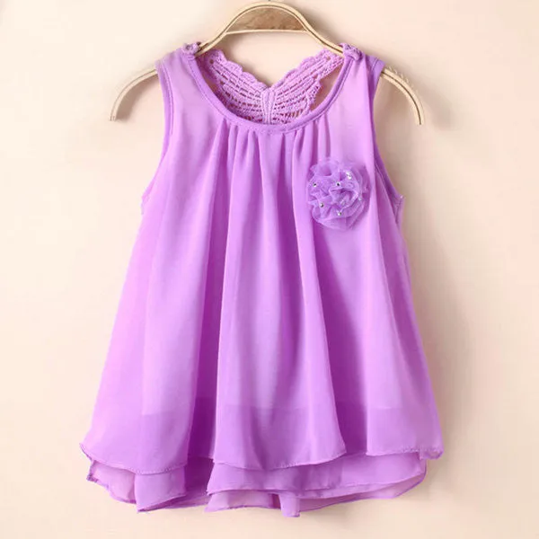 Baby Summer Sundress Kids Girl Chiffon Vest Tutu Dress Sleeveless Dress 2-7Y