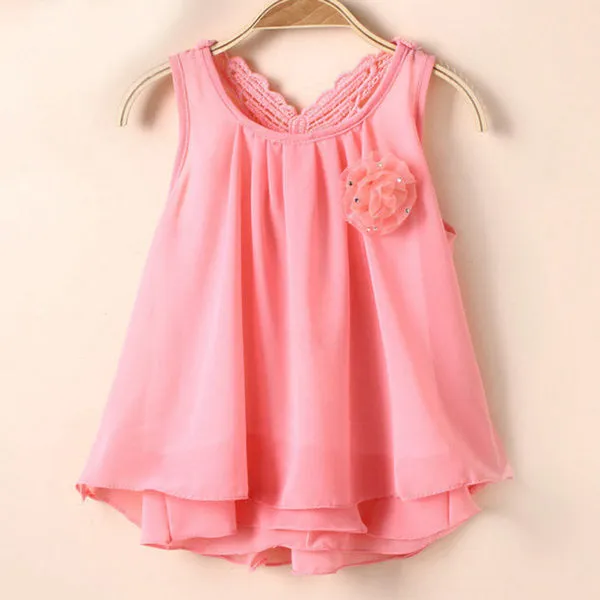 Baby Summer Sundress Kids Girl Chiffon Vest Tutu Dress Sleeveless Dress 2-7Y
