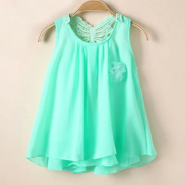 Baby Summer Sundress Kids Girl Chiffon Vest Tutu Dress Sleeveless Dress 2-7Y