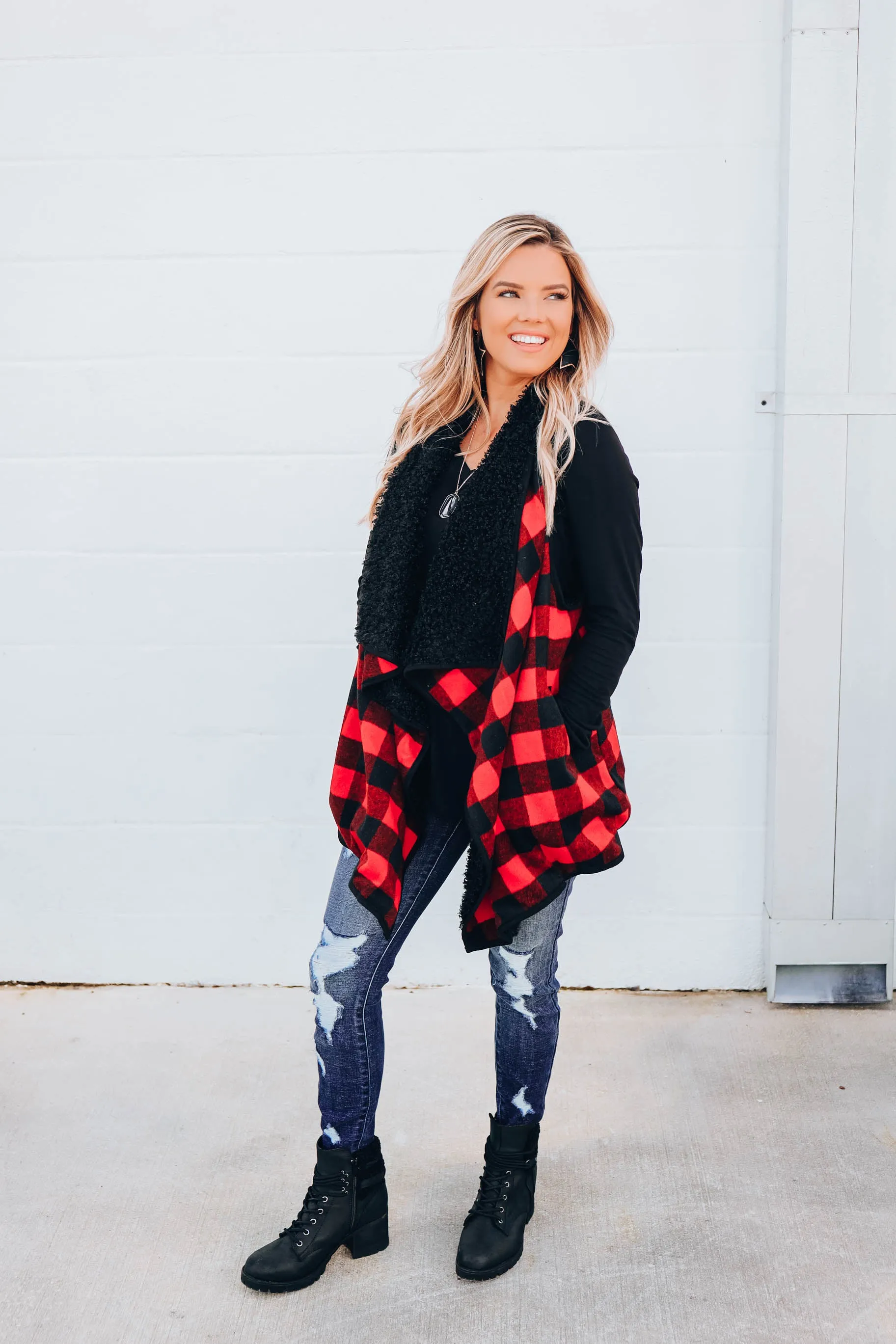 Barn Red Buffalo Plaid Vest