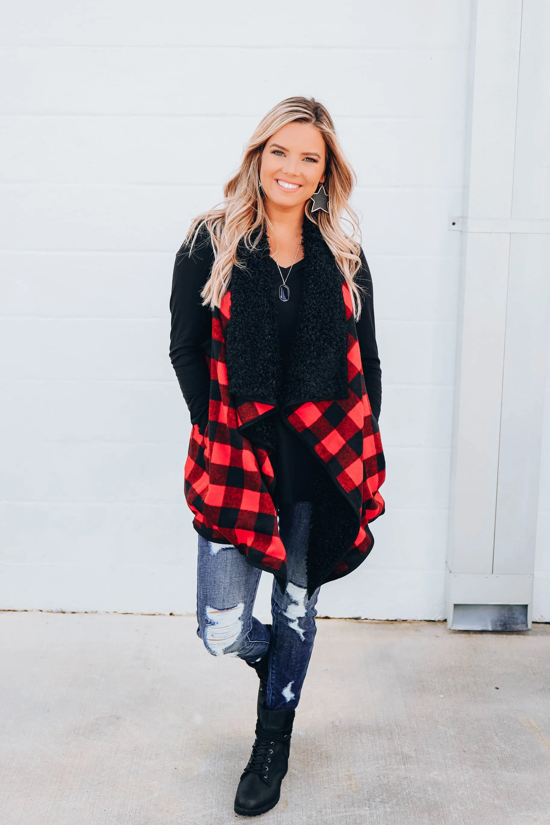 Barn Red Buffalo Plaid Vest