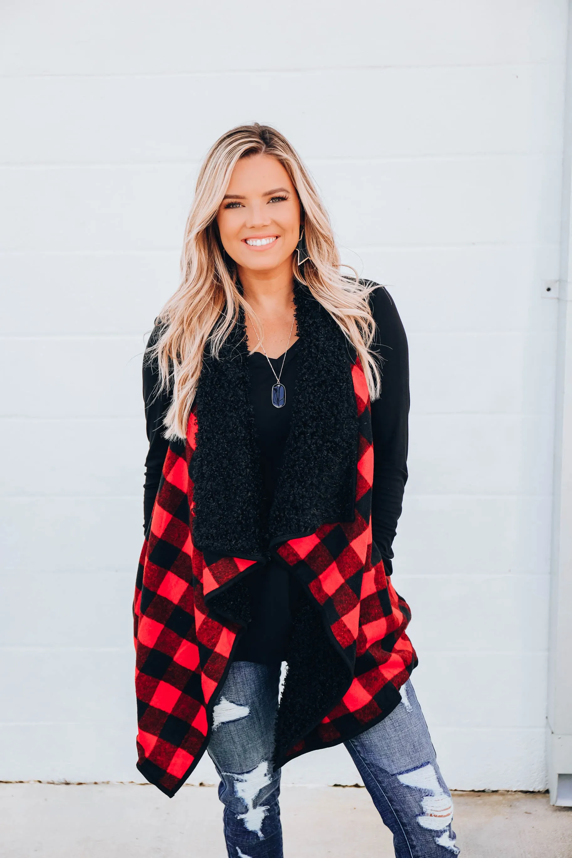 Barn Red Buffalo Plaid Vest