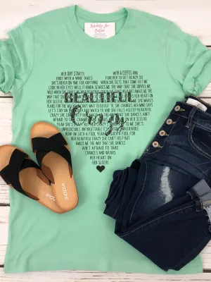 Beautiful Crazy Lyrics Mint Graphic Tee