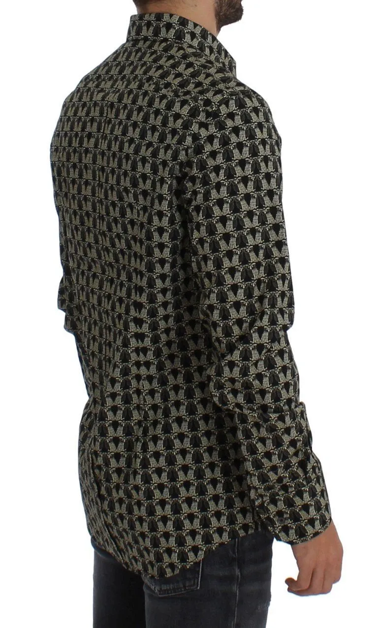 Black Beige Owl GOLD Slim Fit Casual Shirt