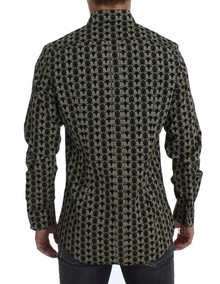 Black Beige Owl GOLD Slim Fit Casual Shirt