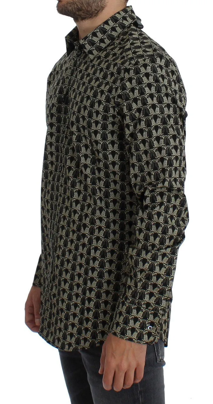 Black Beige Owl GOLD Slim Fit Casual Shirt
